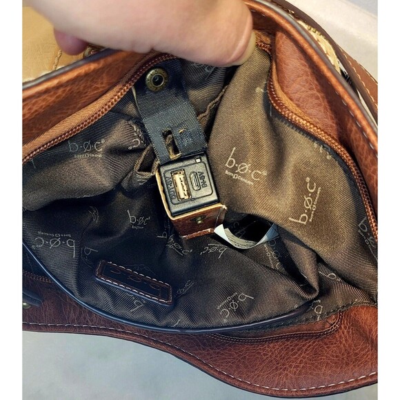 B.O.C. Crocket Power Tulip Brown Cream Tan Vegan Leather Crossbody Purse Handbag - Picture 14 of 16